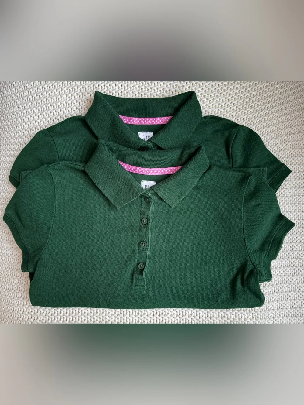 2pc Bundle GAP Kids Dark Green Polo School Uniform Shirts size S 6-7 shortsleeve